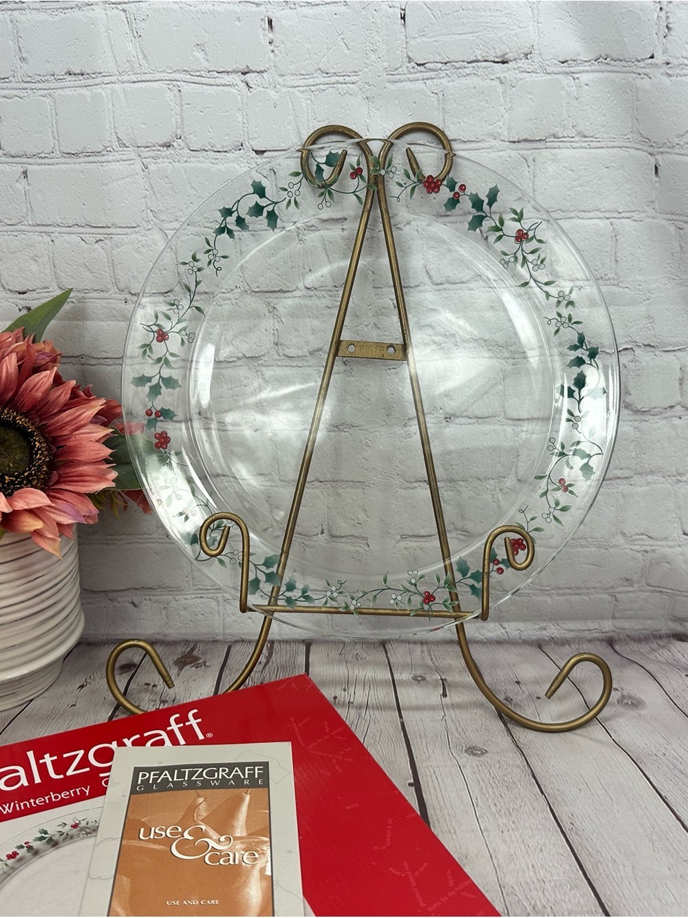 Pfaltzgraff winterberry Glass platter Serving Plate holiday christmas festive